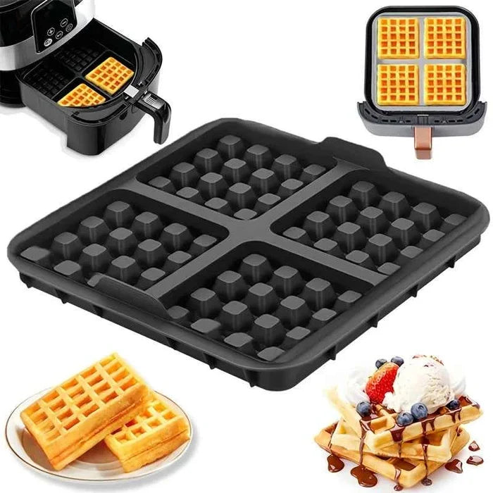 Square waffle mold for air fryer, non-stick baking pan from ShopHub NZ, ideal for making crispy, evenly cooked waffles