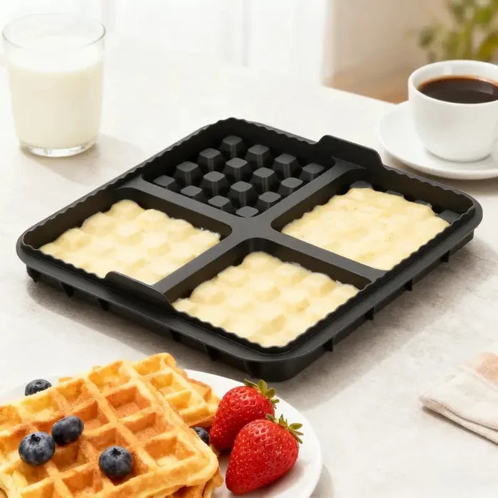 Square waffle mold for air fryer, non-stick baking pan from ShopHub NZ, ideal for making crispy waffles efficiently.