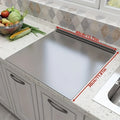 Stainless steel ShopHub NZ chopping board with a smooth, durable surface ideal for food preparation in a modern kitchen.