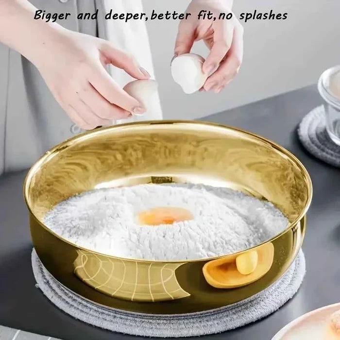 Large stainless steel mixing bowl by ShopHub NZ, versatile kitchen accessory for baking, cooking, and food prep.