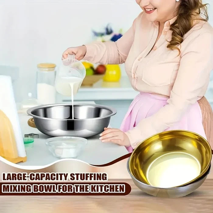 Large stainless steel mixing bowl from ShopHub NZ, ideal for versatile kitchen tasks and large capacity food preparation.