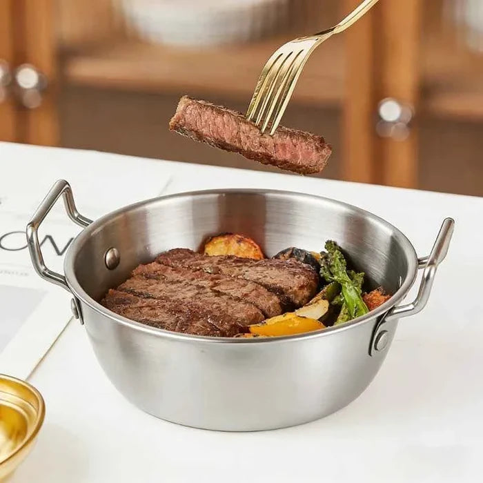 Stainless steel noodle bowl with handle, ideal for ramen, soup, and salads, suitable for home, camping, and picnics by ShopHub NZ
