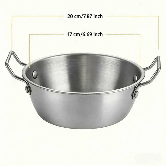 Stainless steel noodle bowl with handle from ShopHub NZ, ideal for ramen, soup, salads, camping, and picnics.