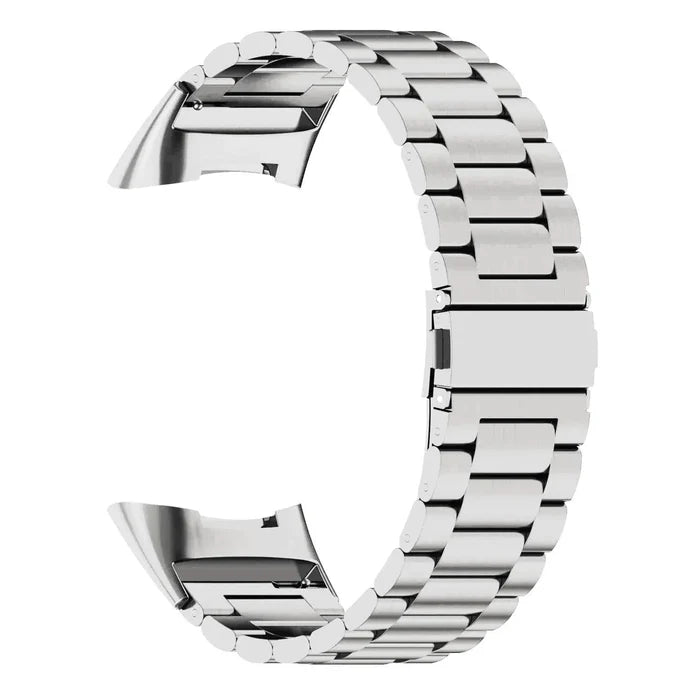 Habicare stainless steel strap for Fitbit Charge 5/6 series, available in four colors, designed for TWS compatibility.