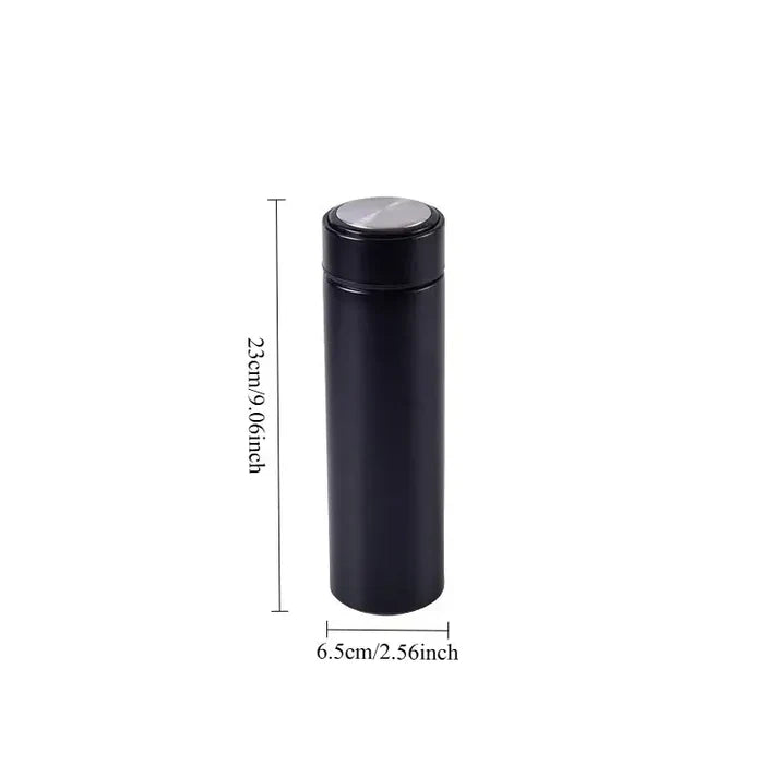 Stainless steel Habicare 500ml thermos bottle with a sleek, insulated design for hot and cold beverages.