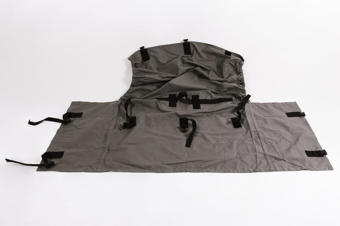 Gray multi-purpose storage bag with adjustable straps and durable fabric for secure organization.