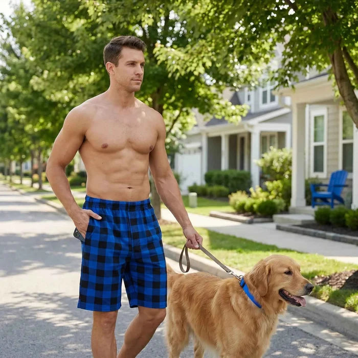 Men's summer pajama shorts from ShopHub NZ featuring a stylish, comfortable design for relaxed, restful nights.