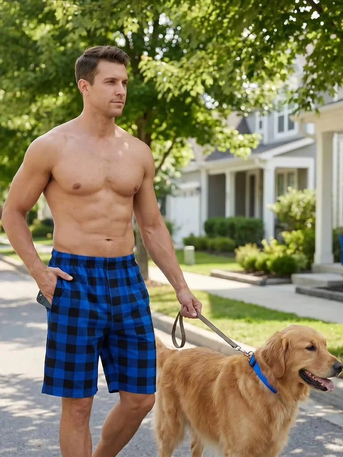 Men's summer pajama shorts in breathable fabric, stylish and comfortable for cozy nights, by ShopHub NZ.
