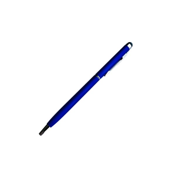 Navy blue 9eight5 2-in-1 stylus pen with dual touch tip for electronics accessories, suitable for tablets and smartphones.
