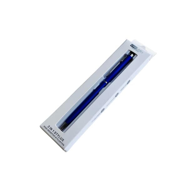 Navy blue 2-in-1 dual touch stylus pen by 9eight5, designed for electronic devices and touchscreen compatibility.