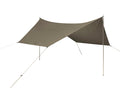 Lightweight outdoor shade tarp in olive green, waterproof fabric, ideal for camping or picnics.