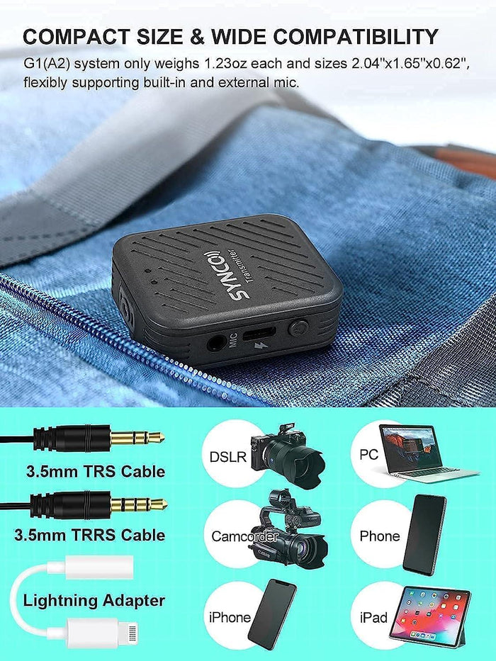 SYNCO (G1 A2) 2-Person Digital Wireless Microphone System (2.4 GHz) - Digitek