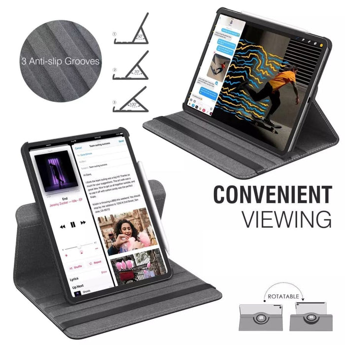 Black synthetic leather cover for iPad Pro 12.9-inch 3rd gen (2018), by 9eight5, designed for tablet protection and style.