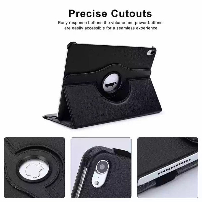 Black synthetic leather cover for iPad Pro 12.9-inch 3rd gen (2018) by 9eight5, showing the front view of the tablet with the case.