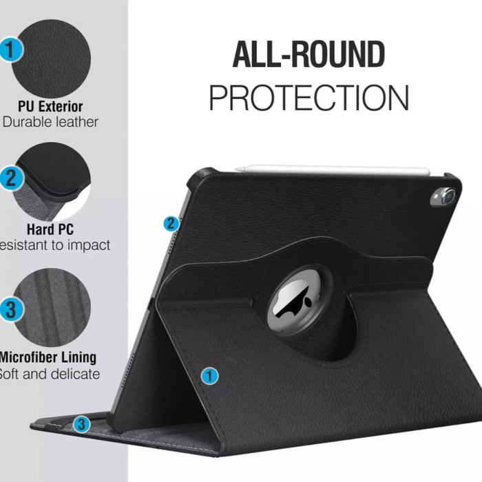 Black synthetic leather cover for iPad Pro 12.9-inch 3rd gen (2018), compatible tablet accessory by 9eight5.