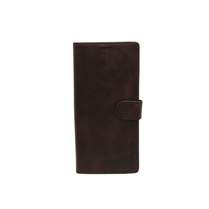 Brown synthetic leather flip case for Samsung Galaxy S20 Plus by 9eight5, featuring card slots and precise cutouts.
