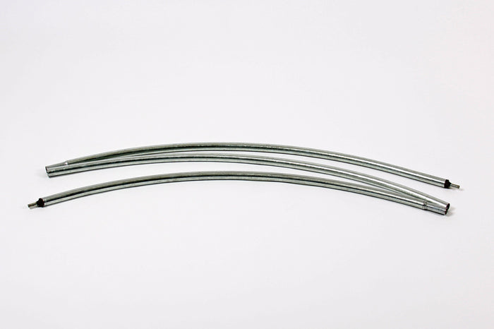 Set of two metallic silver flexible tubing, durable and lightweight for various applications.