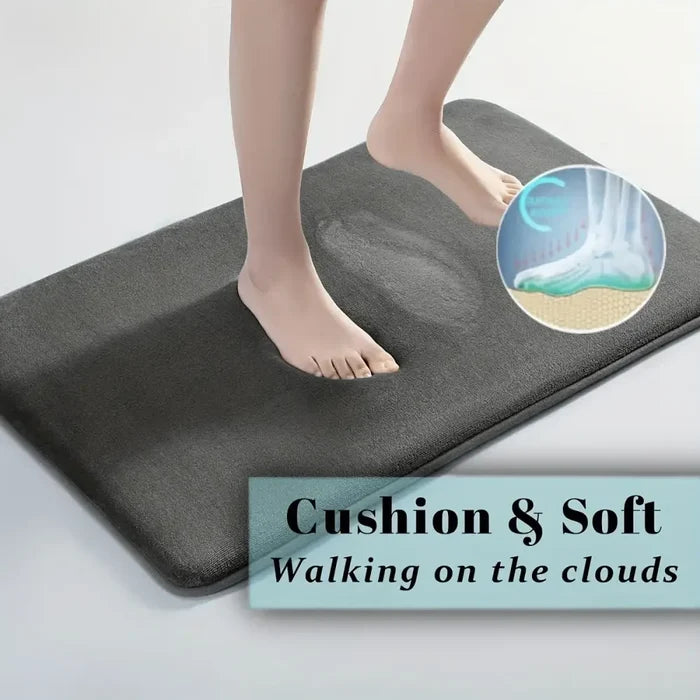 Habicare thick absorbent bathroom mat with non-slip solid color design, ideal for bathroom floors and doors.