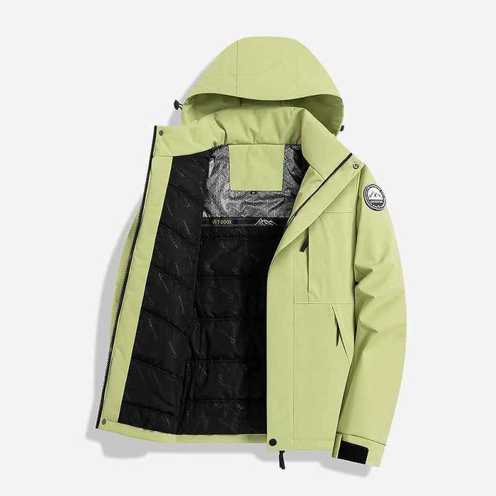 Green thickened lined heated jacket with waterproof fabric, featuring insulation and adjustable heating elements by dealonline.co.nz