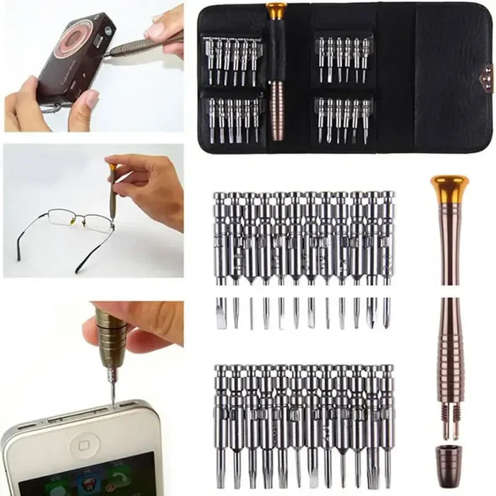 Habicare 25-in-1 Torx precision screwdriver set with multiple bits and ergonomic handle for detailed electronic repairs.