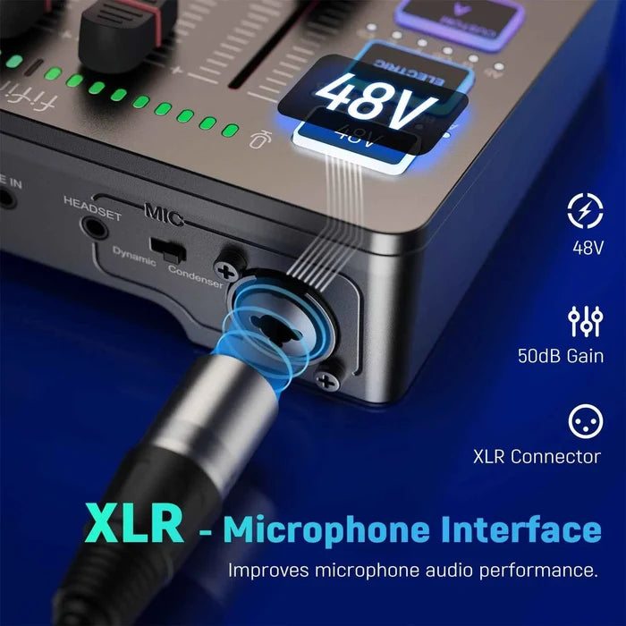 FIFINE gaming audio mixer by ShopHub NZ with multiple controls for streaming and gaming audio setup.