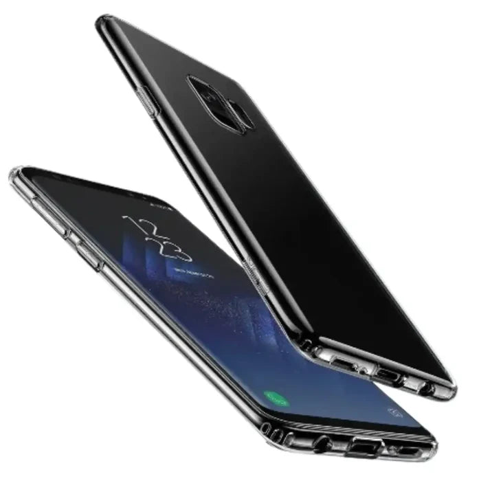 Transparent soft clear case for Samsung Series 9eight5 by Habicare, showing a slim, flexible protective cover for the phone.