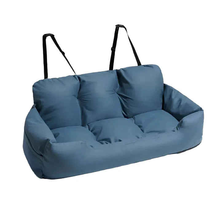 Habicare Travel Bolster Dog Car Bed in SS fabric, featuring a cushioned design for comfort during car travel.