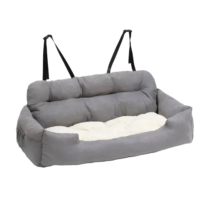 Habicare Travel Bolster Dog Car Bed in SS color, with cushioned sides and soft interior for comfortable pet travel.