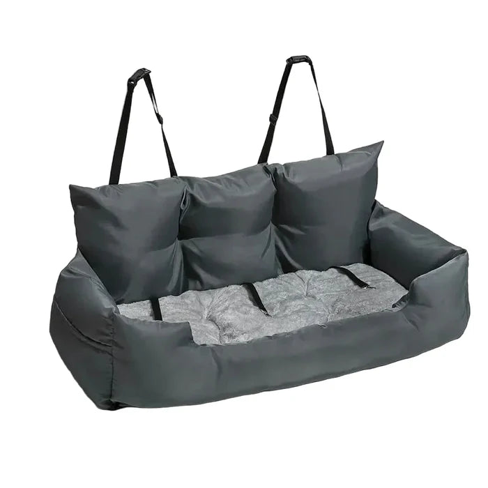 Habicare travel bolster dog car bed in SS size, soft, supportive cushion designed for pet comfort during travel.