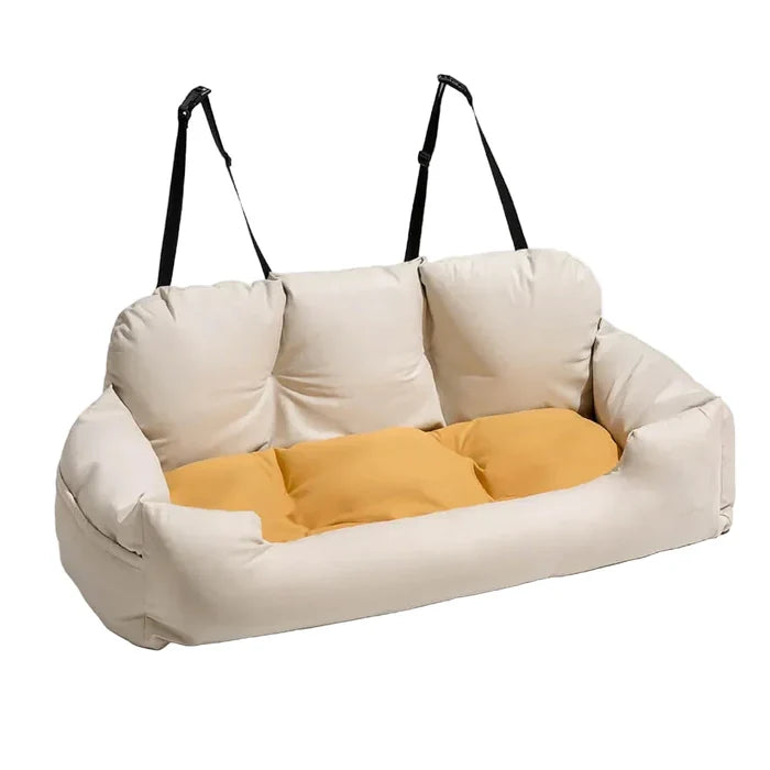 Habicare Travel Bolster Dog Car Bed in SS, soft and supportive pet bed designed for comfortable travel in vehicles.