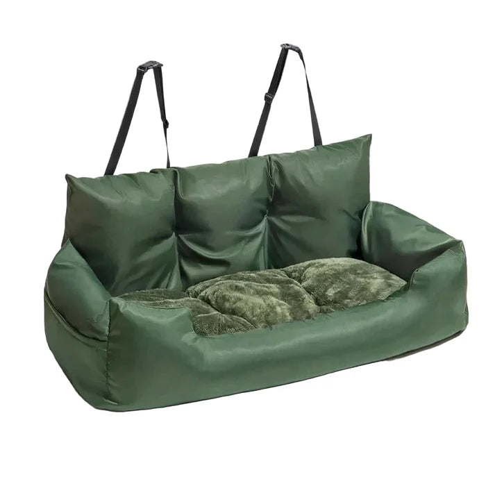 Habicare Travel Bolster Dog Car Bed in sleek SS design, featuring a comfortable, supportive cushion for pets during car trips.