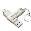 9eight5 64GB Type C flash drive showing a sleek, compact design with USB Type-C connector for fast data transfer.