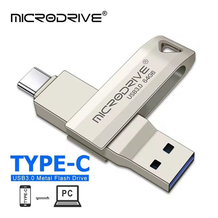 9eight5 64GB Type-C flash drive with USB-C connector, compact electronic storage device for data transfer and storage.