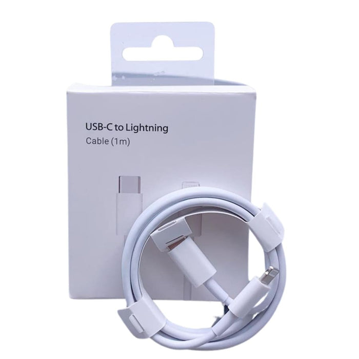 9eight5 1m Type-C to Lightning cable for iPhone and iPad, durable and flexible phone and tablet charging accessory.