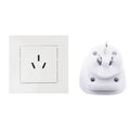 White UK/US to AU power plug adapter by Habicare, 10A 250V, designed for seamless connection between UK/US and Australian outlets.