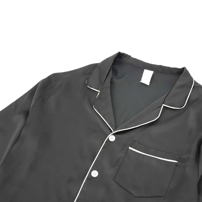 Men's silk satin pajamas set by ShopHub NZ featuring luxurious, comfortable loungewear for relaxed sleep and lounging.