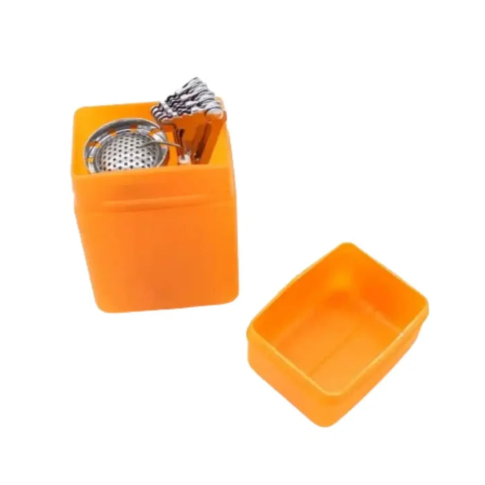 Habicare ultra-light foldable gas stove for camping and hiking, compact stainless steel design, ideal for outdoor cooking adventures.