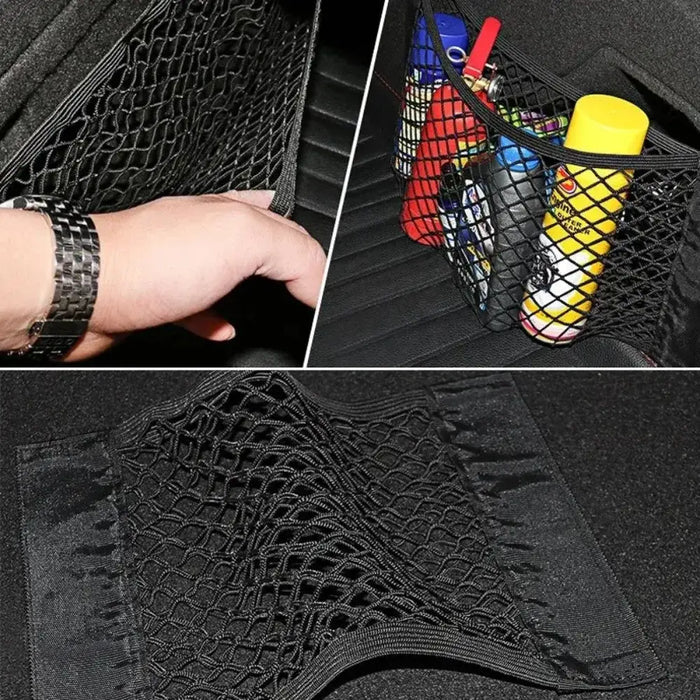 Habicare Universal Double Mesh Vehicle Storage Net in three sizes, ideal for organizing cars with durable mesh design.