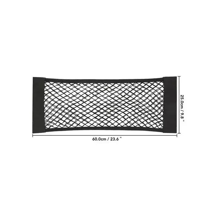 HBC Habicare universal double mesh vehicle storage net in three sizes, featuring durable black mesh for car organization and storage.