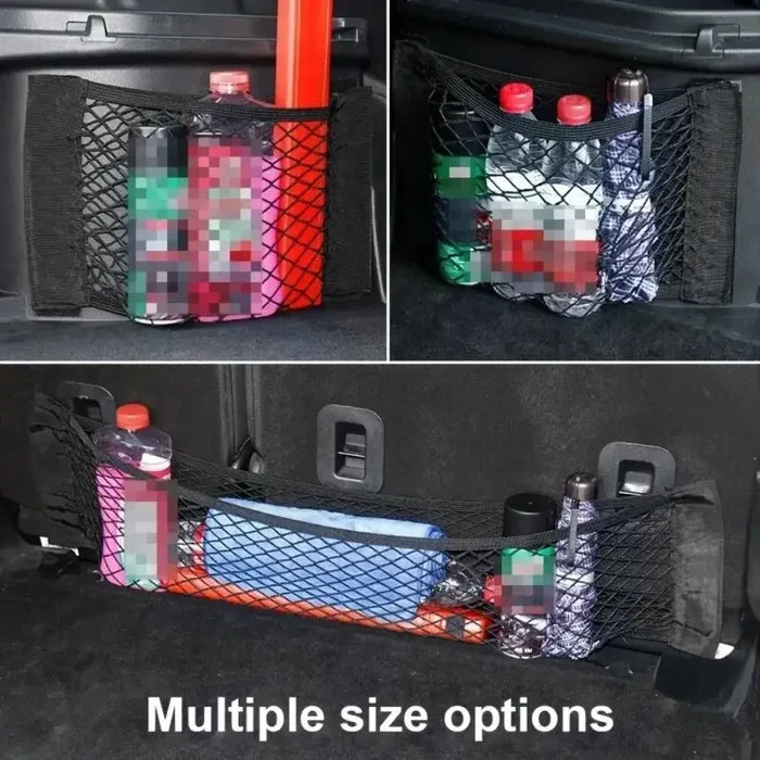HBC Habicare universal double mesh vehicle storage net in three sizes, designed to organize car interiors with durable mesh material.