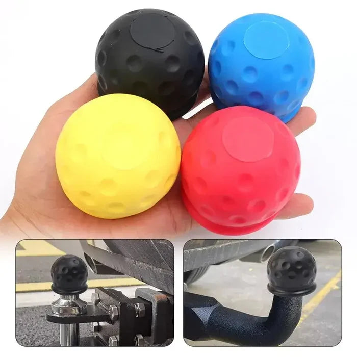 Habicare Universal Tow Bar Ball Cover Cap, HBC brand, protective cap for tow ball, shown in black on trailer hitch.