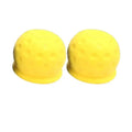 Yellow Habicare HBC universal tow bar ball cover cap, 1/2 piece, fits standard tow ball connectors, protects from dirt and debris.