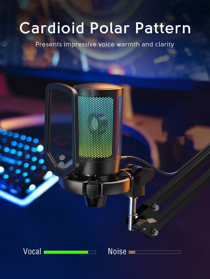 ShopHub NZ FIFINE gaming USB microphone kit with adjustable arm, pop filter, and USB connection for clear gaming and streaming audio