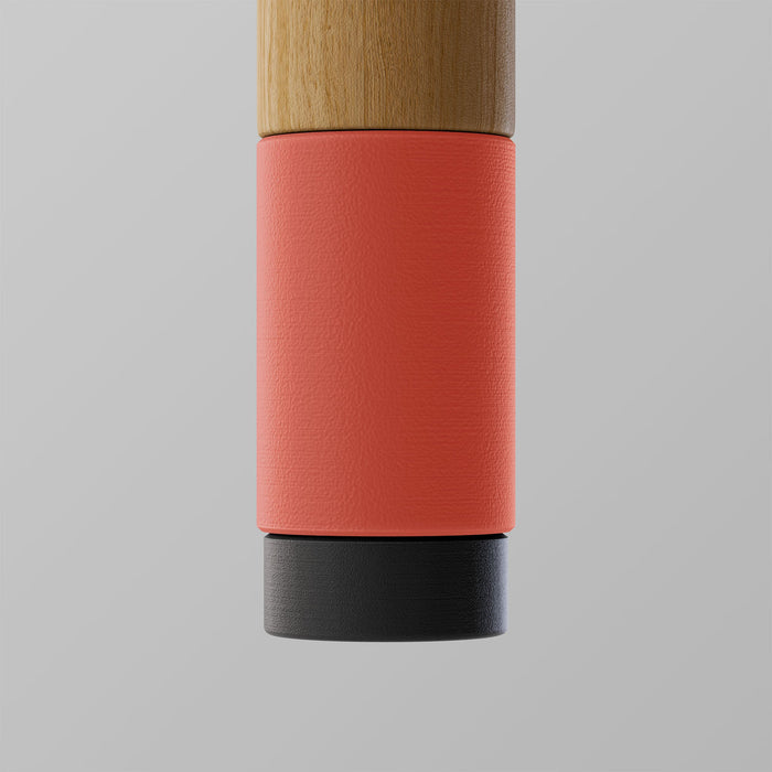 OOAK Uno walking stick with handle sleeve and foot bundle, featuring a coral-colored design and sturdy construction.