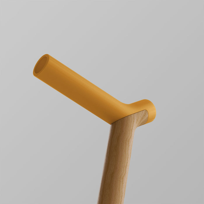 Ooak Uno walking stick with Kōwhai and Oak handle, featuring a natural wood finish and ergonomic grip design.