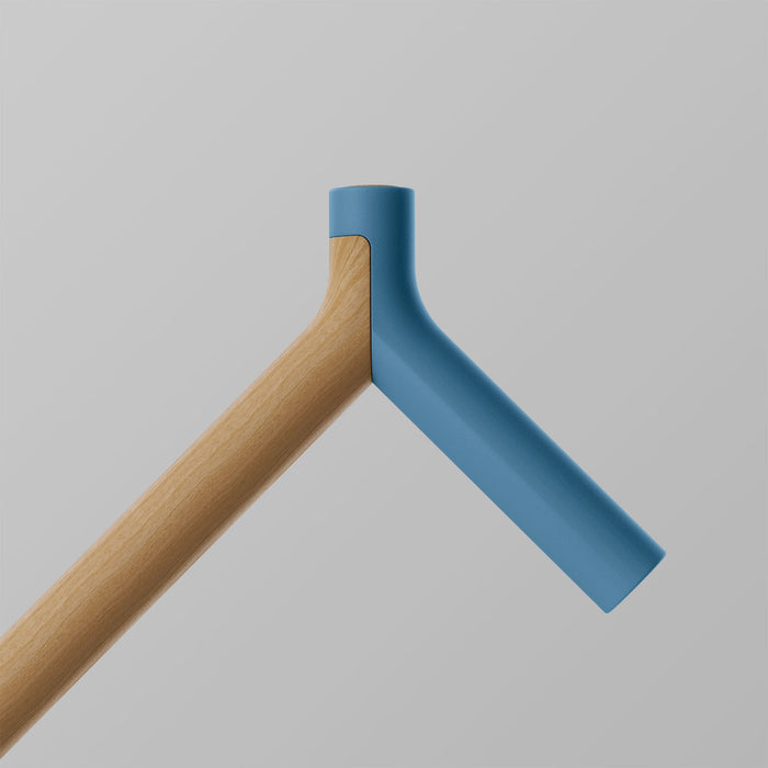 Ooak Uno Pacific and Oak walking stick featuring a triangular design with polished wood finish.