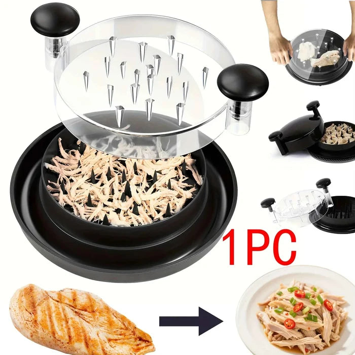 Upgraded chicken shredder with protective cover from ShopHub NZ, featuring stainless steel blades for efficient meat shredding.