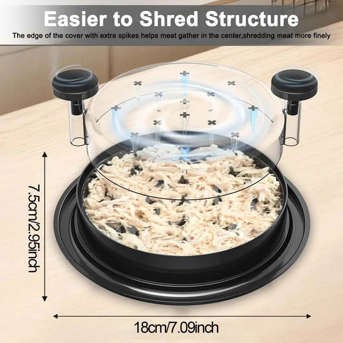 Upgraded ShopHub NZ chicken shredder with cover, featuring stainless steel blades and safety cover for efficient food shredding.
