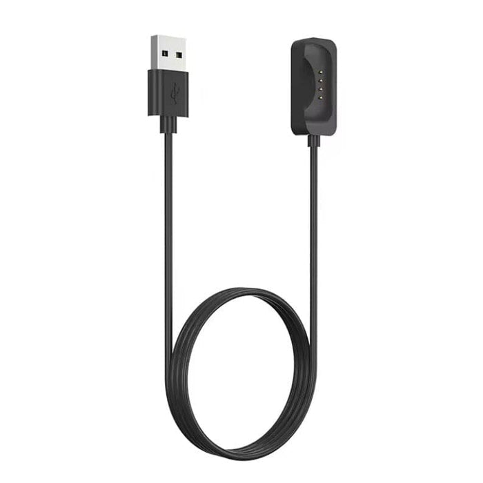 Black USB-A charger for OPPO Watch models X, X2, 4 Pro, 3/3 Pro, 2, SE, with 1-meter cable, compatible with That Watch Shop products.