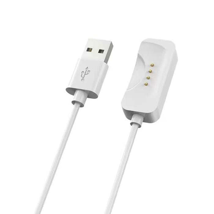 White USB-A charger for OPPO Watch models including Watch X, X2, 4 Pro, 3, 3 Pro, 2, and SE, with a 1-meter cable.